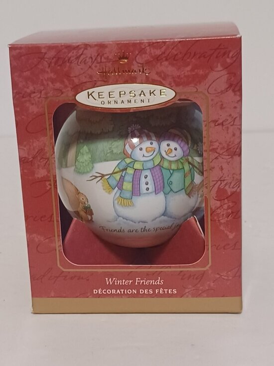 Hallmark Other - Hallmark Christmas Keepsake Ornament Dated 2001 "WINTER FRIENDS" Glass Ball